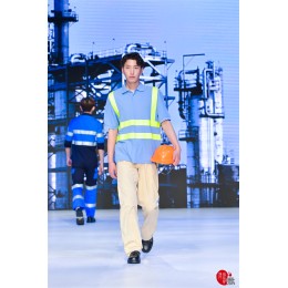 MDD009 industrial reflective Polo shirt live effect model fitting site clothing industry uniform factory MDD009 industrial reflective Polo shirt live effect model fitting site clothing industry uniform factory